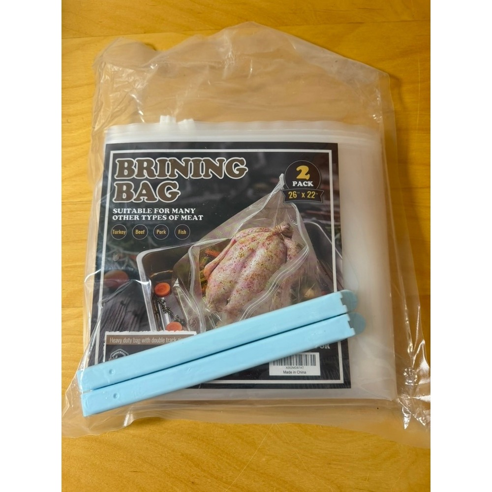 2 Pack Heavy Duty Brining Bags 26x22 for Turkey Beef Pork Fish with Clips Twine